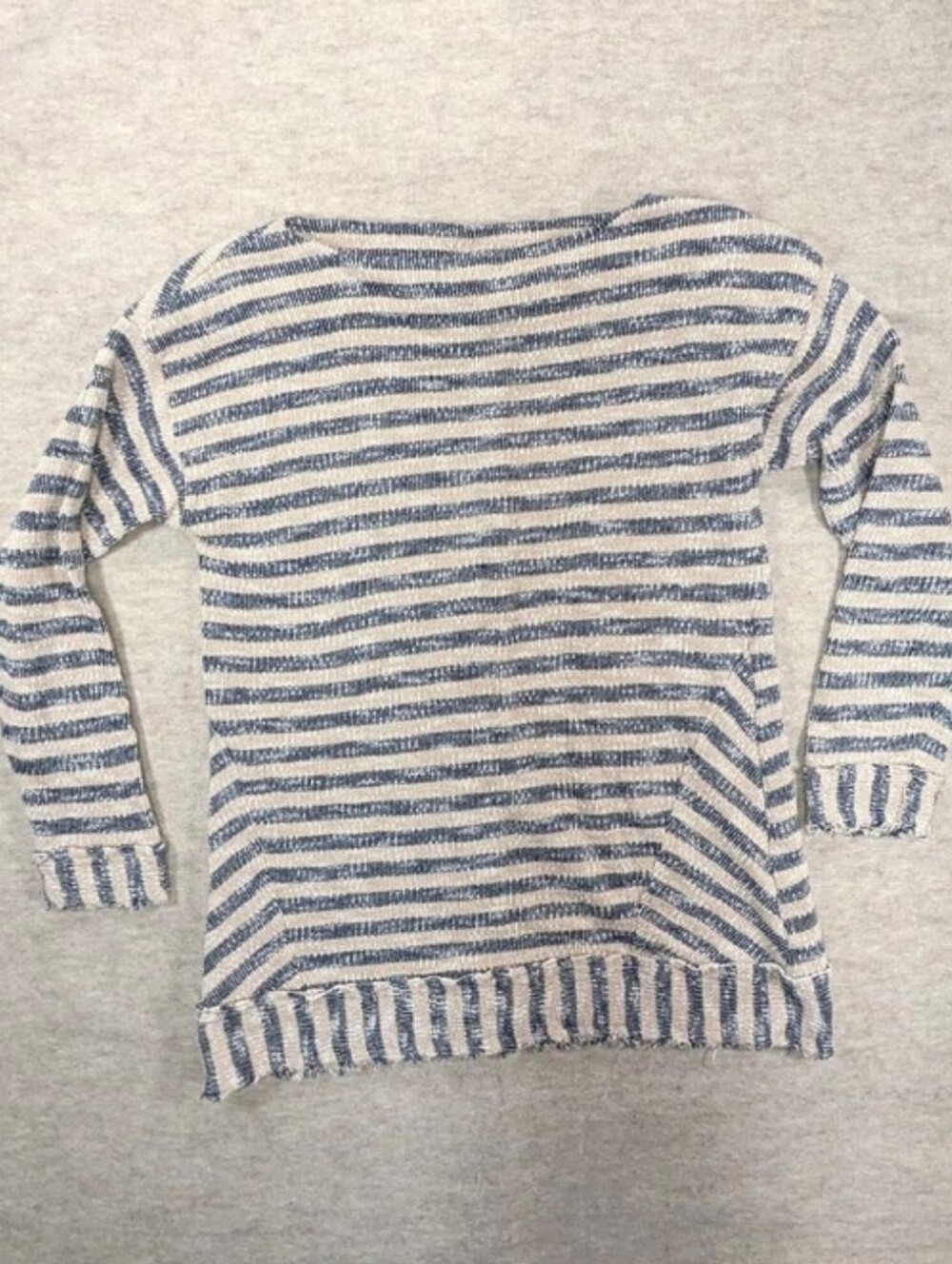 Soft Surroundings Cotton Beige Blue Stripe Boat Neck Boho Natural Petite Small - Picture 1 of 8